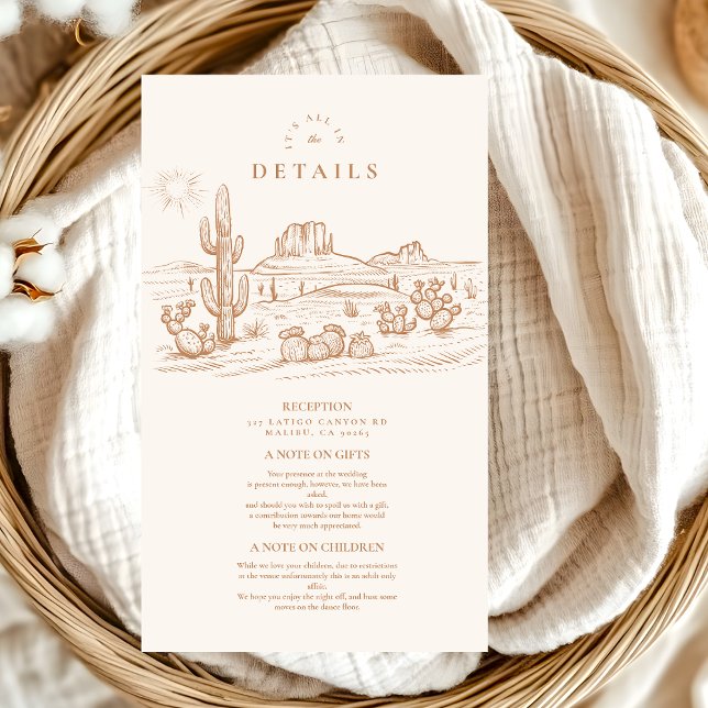 Western Boho Cactus Desert Landscape Wedding Enclosure Card (Creator Uploaded)