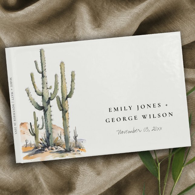 Western Boho Cactus Desert Landscape Wedding Guest Book (Creator Uploaded)