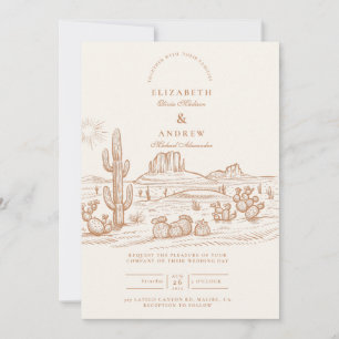 Western Boho Cactus Desert Landscape Wedding Invitation