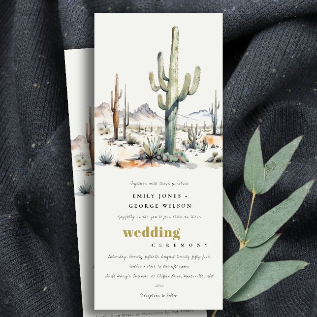 Western Boho Cactus Desert Landscape Wedding Invitation (Creator Uploaded)