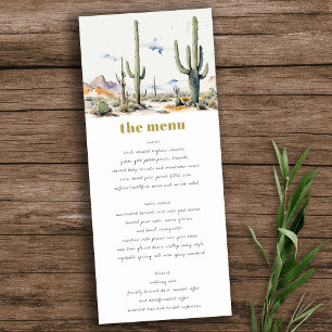 Western Boho Cactus Desert Landscape Wedding Menu Invitation