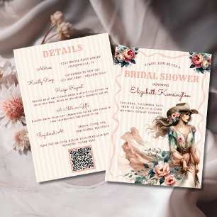 Western Boho Country Cowgirl Floral Bridal Shower Invitation