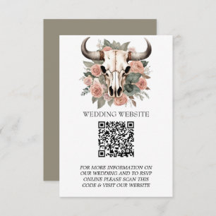 Western Boho Cow Floral Skull Sage Wedding Enclosure Card