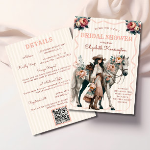 Western Boho Cowgirl Horse Floral Bridal Shower Invitation