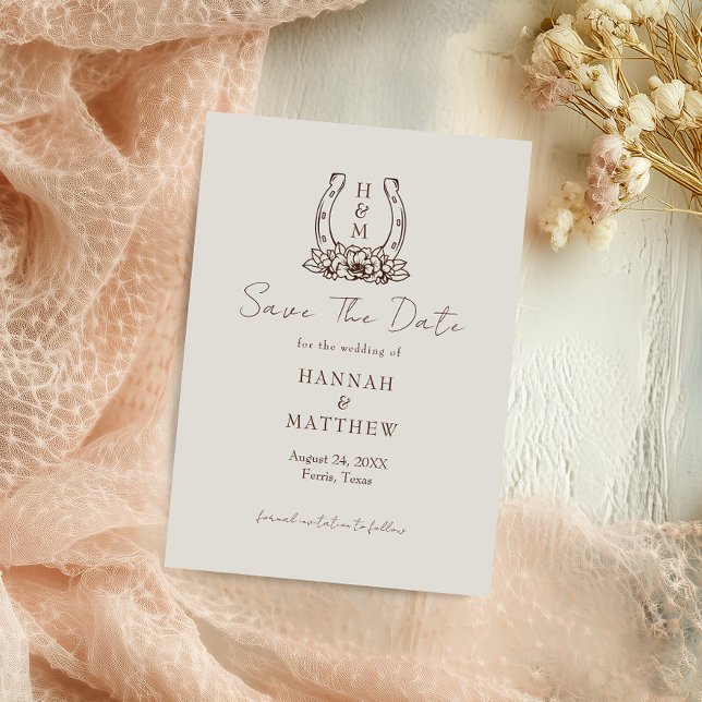 Western Boho Horseshoe Wedding Save the Date (Creator Uploaded)