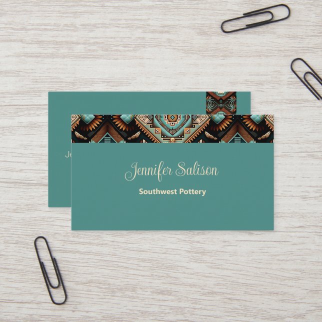 Western Boho Pattern Business Card (Front/Back In Situ)