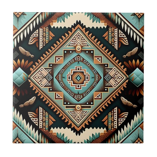 Western Boho Pattern  Ceramic Tile (Front)
