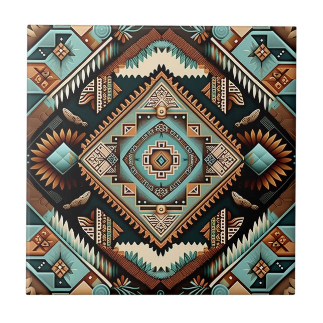 Western Boho Pattern  Ceramic Tile (Front)