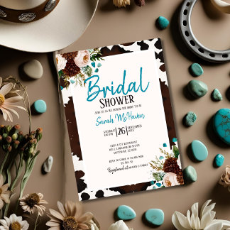 Western Boho Turquoise Bridal Shower Invitation