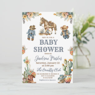 Western Boho Wild West Boy Baby Shower Party Invitation