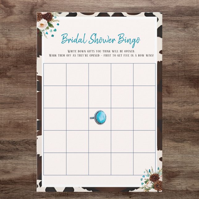 Western Boho Wildflowers Bridal Shower Bingo game Invitation (Western Boho Wildflowers Bridal Shower Bingo game)