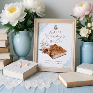 Western Books for Baby Little Cowboy's Library Poster