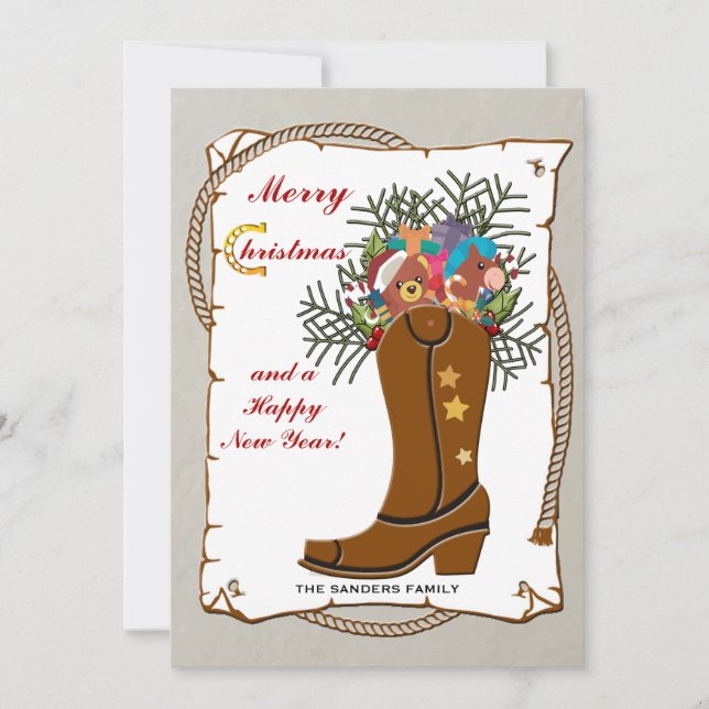 Western Boot Christmas Card (Front)