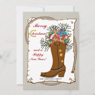 Western Boot Christmas Card