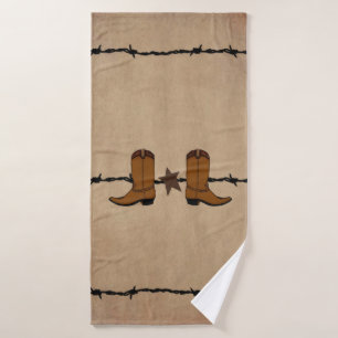 Western Boots And Barbed Wire Bath Towel Set