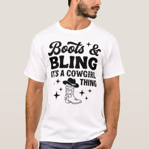 Western Boots And Bling Cowgirl T-Shirt