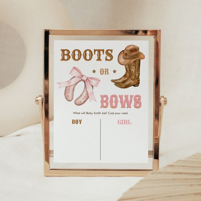 Western Boots and Bows Gender Reveal Sign (Boots and Bows Gender Reveal He or She Sign)