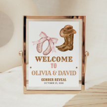 Western Boots and Bows Gender Reveal Welcome Sign