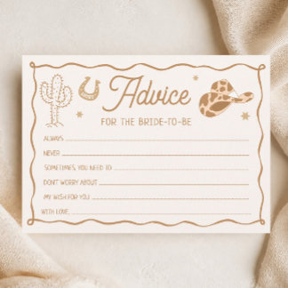 Western Boots and Bubbly Bridal Shower Advice Card