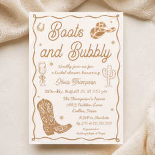 Western Boots and Bubbly Bridal Shower Invitation