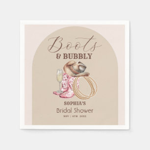 Western Boots and Bubbly Bridal Shower Napkin