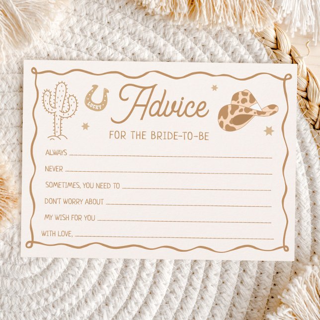 Western Boots and Bubby Bridal Shower Advice Card (Creator Uploaded)