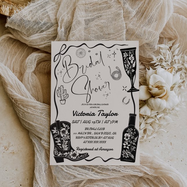 Western Boots and Champagne Bridal Shower  Invitation (Creator Uploaded)