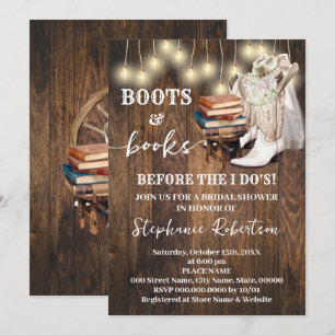 Western Boots & Books Before I do Bridal Shower Invitation