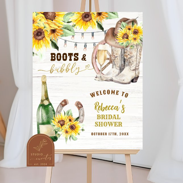 Western Boots & Bubbly Bridal Shower Welcome Sign (Creator Uploaded)
