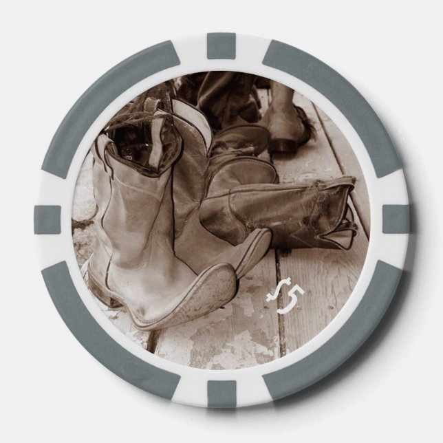 Western Boots Clay Poker Chips, Customizeable Chips (Front)