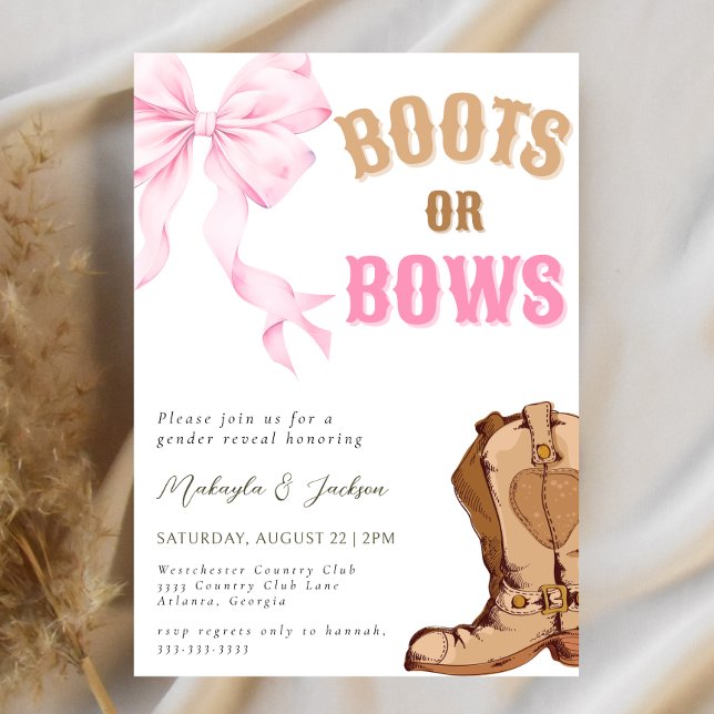 Western Boots or Bows  Gender Reveal Invitation (Creator Uploaded)