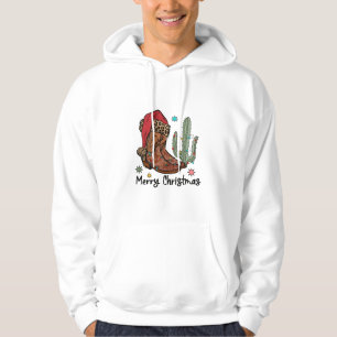 Western Boots Santa Merry Christmas Boots Xmas Hoodie