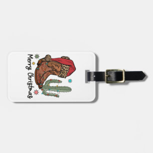 Western Boots Santa Merry Christmas Boots Xmas Luggage Tag