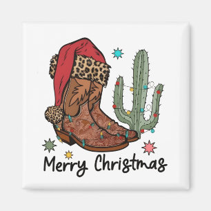 Western Boots Santa Merry Christmas Boots Xmas Magnet