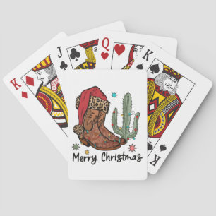 Western Boots Santa Merry Christmas Boots Xmas Playing Cards