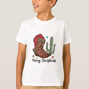 Western Boots Santa Merry Christmas Boots Xmas T-Shirt