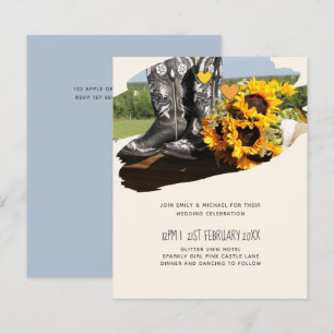 Western Boots Sunflowers Rustic Wedding
