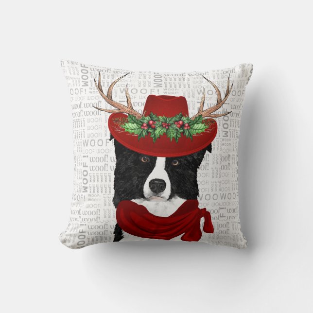 Western Border Collie Pet Lover Christmas Cushion (Front)
