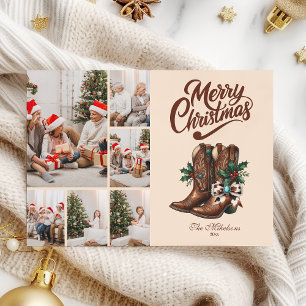 Western Bow & Boots Christmas 6 Photo Holiday Card