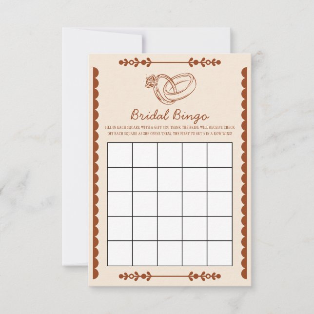 Western Bridal Bingo Game Card (Front)