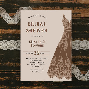 Western Bridal Dress Cowgirl Lace Rustic Shower Invitation