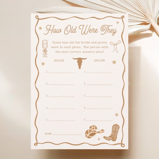 Western Bridal Shower Age Guessing Game Card (Creator Uploaded)