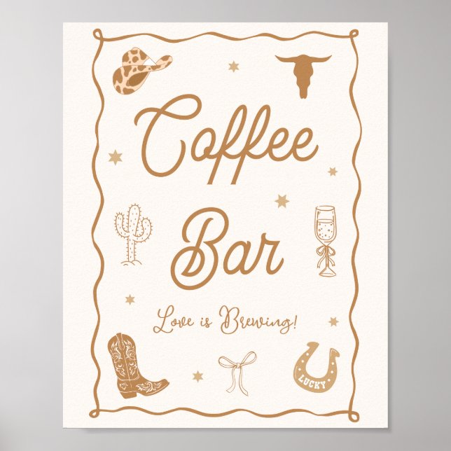 Western Bridal Shower Coffee Bar Poster (Front)
