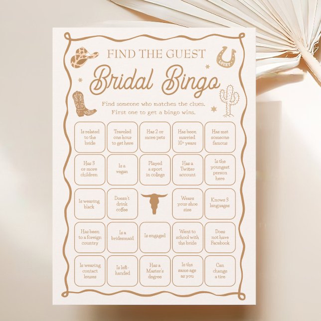 Western Bridal Shower Find the Guest Bingo Game Invitation (Creator Uploaded)