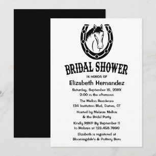 Western Bridal Shower Horse Horseshoe Brown Wood Invitation