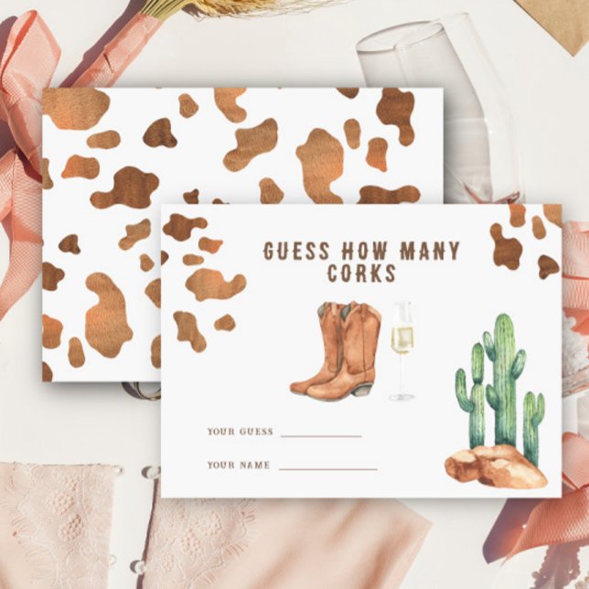 Western Bridal shower - how many corks game Enclosure Card (Creator Uploaded)