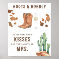 Western Bridal shower How Many Kisses