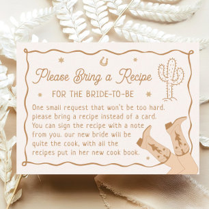 Western Bridal Shower Recipe Request Enclosure Card