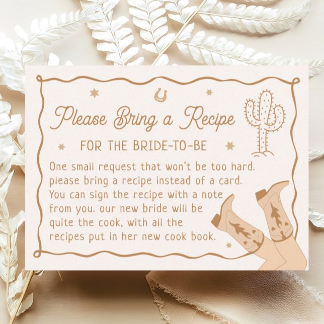 Western Bridal Shower Recipe Request Enclosure Card (Creator Uploaded)