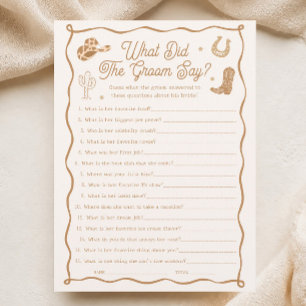 Western Bridal Shower What Did the Groom Say Game Invitation